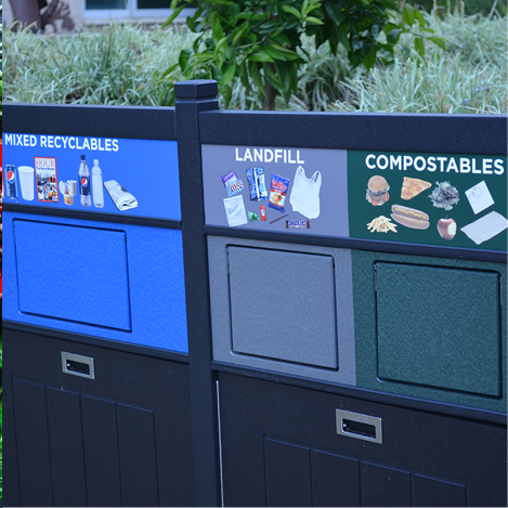 Three zone trash bin
