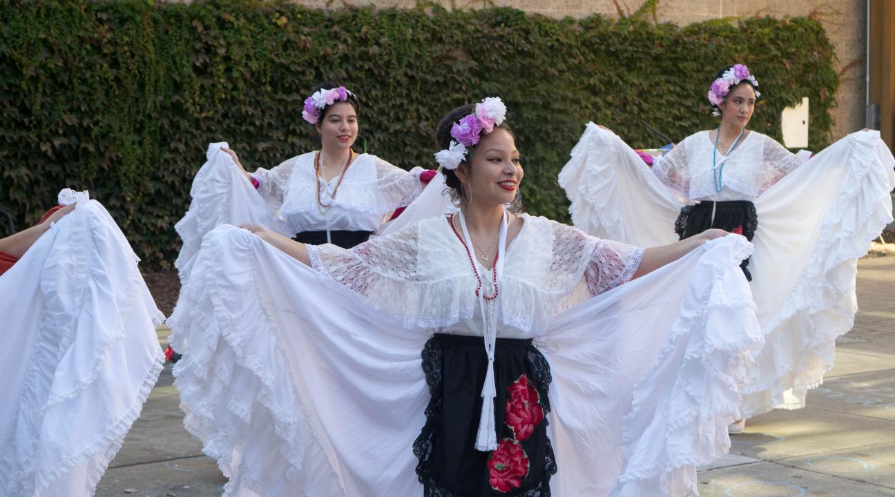 Student club performing a dance at the Seawolf Plaza