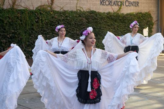 Student club performing a dance at the Seawolf Plaza