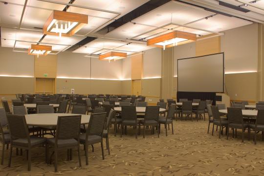 Ballroom set up for an event